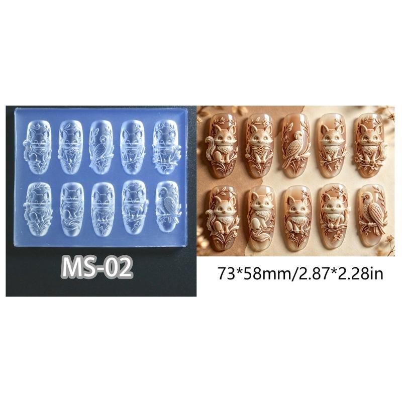 Silicone Nail Art Mold Flexible 3D Embossed Shaping Tool for DIY Nail Decoration, Salon Work and Small Craft Projects