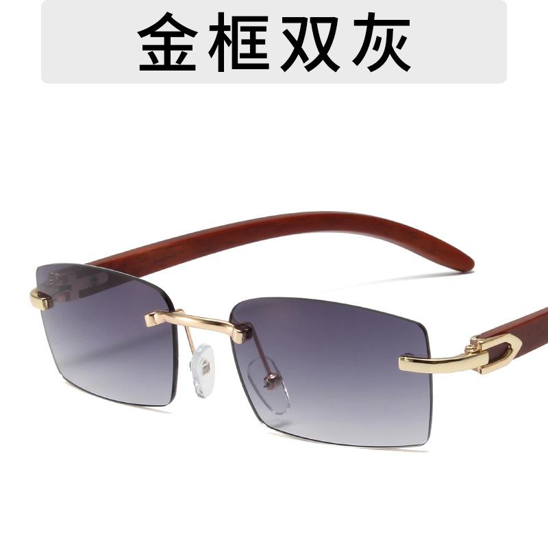 Rimless Rectangle Sunglasses For Women Fashion Vintage Trendy Small Frame Sun Glasses Frameless Eyewear Uv400