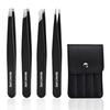 4-piece Stainless Steel Eyebrow Tweezers Purple Set Makeup Tools for Eyelash Extension, Eyebrow Shaping, Hair Removal