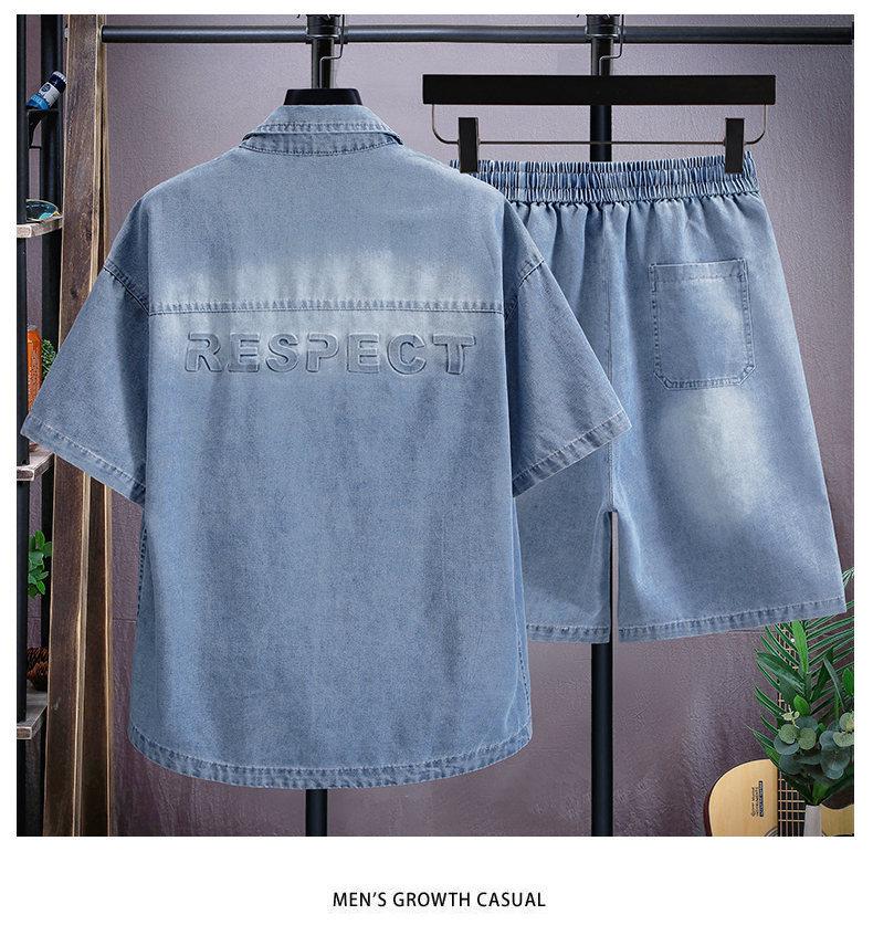 Men's High-Quality Summer Harajuku Denim Set: Shirt & Shorts (2026)