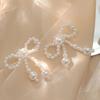 Fashionable Imitation Pearls Ear Clips Exquisite Pearls Beaded Bowknot Dangle Ear Studs for Daily Wear Dates Parties