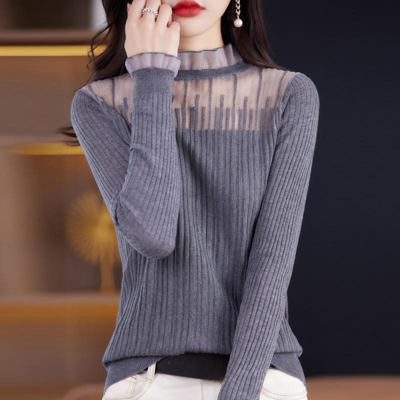 INDFS Women's Fashion Casual Fall Winter Solid Color Print Long Sleeve Half Turtleneck Sweaters