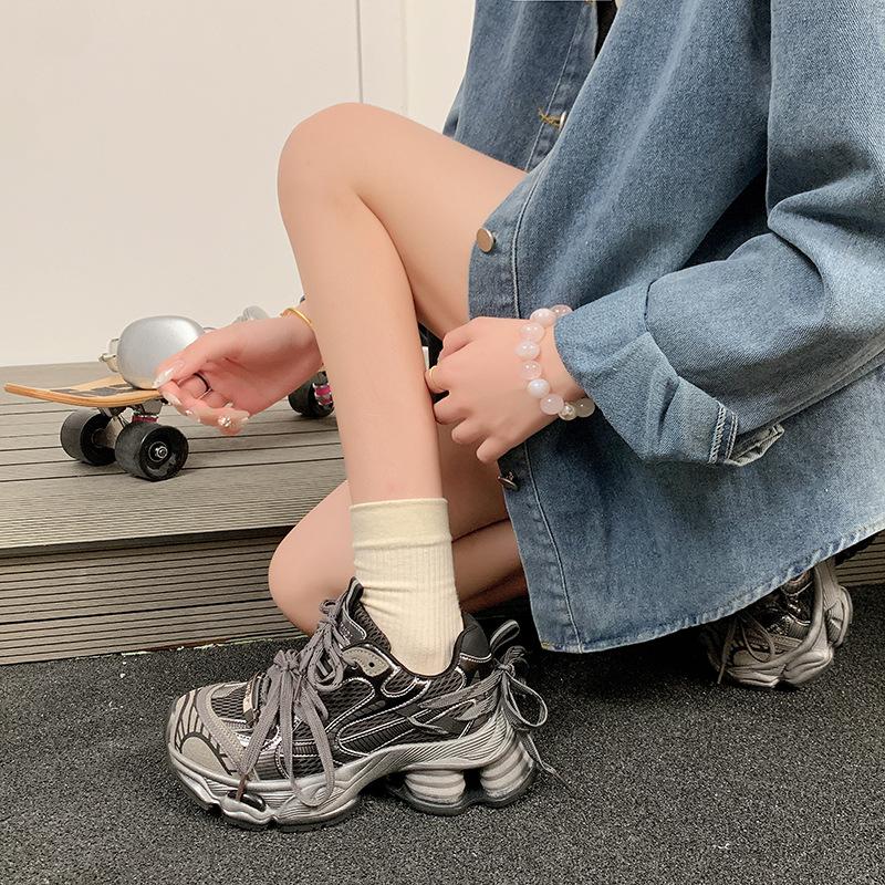 Gray dad shoes women's 2025 new autumn and winter popular platform sports women's shoes small height increase casual shoes