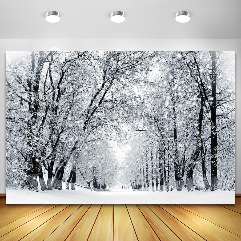 Paesaggio Invernale Foresta Nevosa Montagna Paesaggio Naturale Sfondo di Natale Fotografia Ritratto Bambino Studio Fotografico