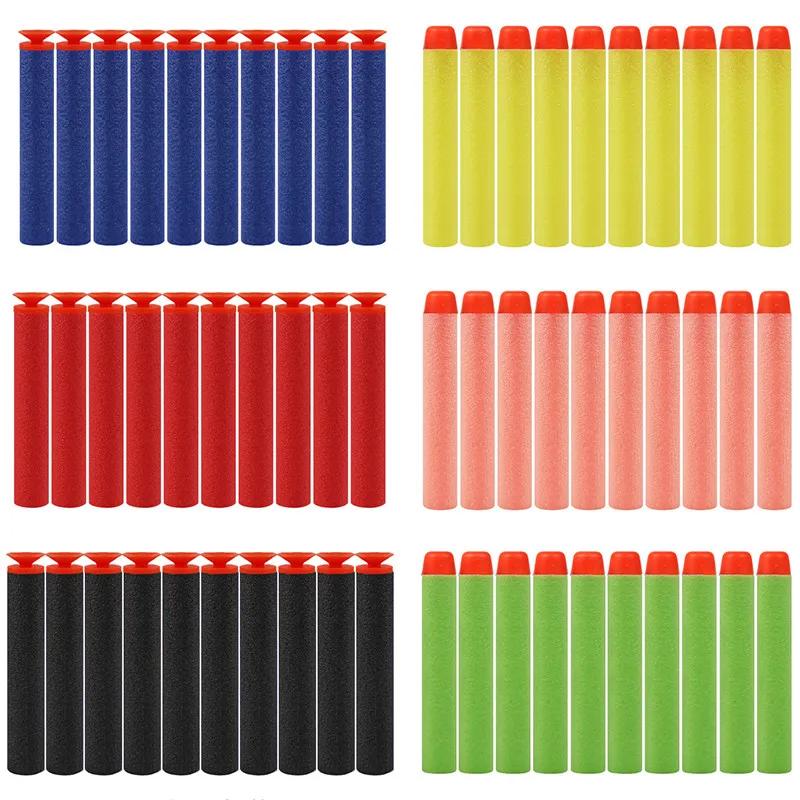 P50/100pcs 7.2cm For Soft Bullets Darts Round Head Refill Sponge Darts Children Toy Gun Sccessories Bullet For Nerf Blasters