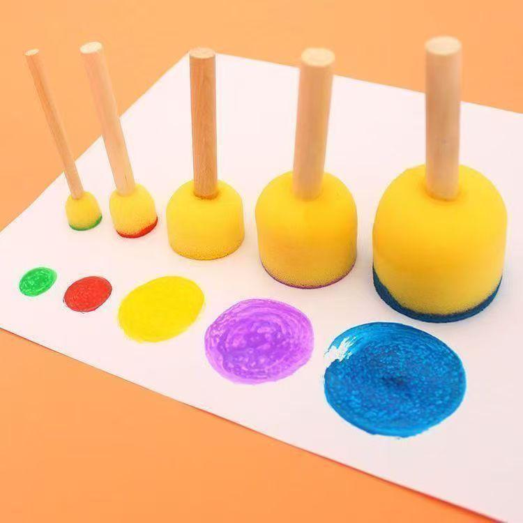 Colorful Flower-Shaped Art Painting Set for Kids – Mushroom Head Sponge Stamp