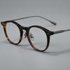 Men's Round Tortoiseshell Acetate Eyeglass Frame with Pure Titanium Myopia Compatibility (Model: M8131S)