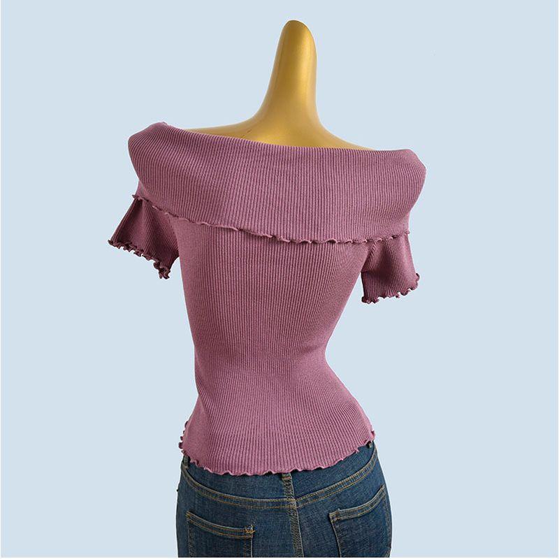 Summer 2025 New Arrival Korean Style Sweet Ruffled off-Shoulder Knitwear Women's Silm Two-Way Wear Tube Top Tops