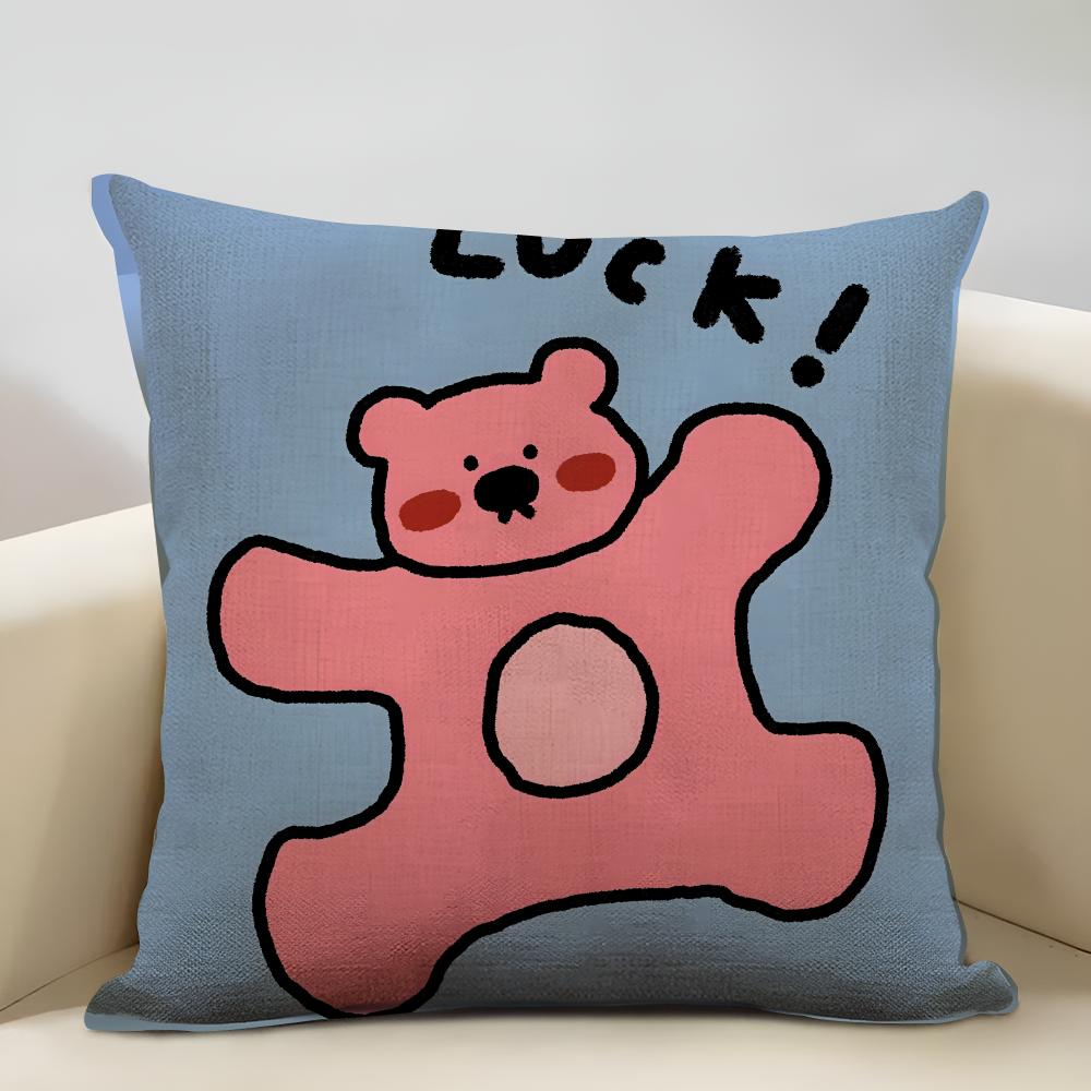 Happy Little Animals Illustrations Cushion Cover Household Decoration Linen Sofa Cushion Cover: Skin-Friendly & Breathable With