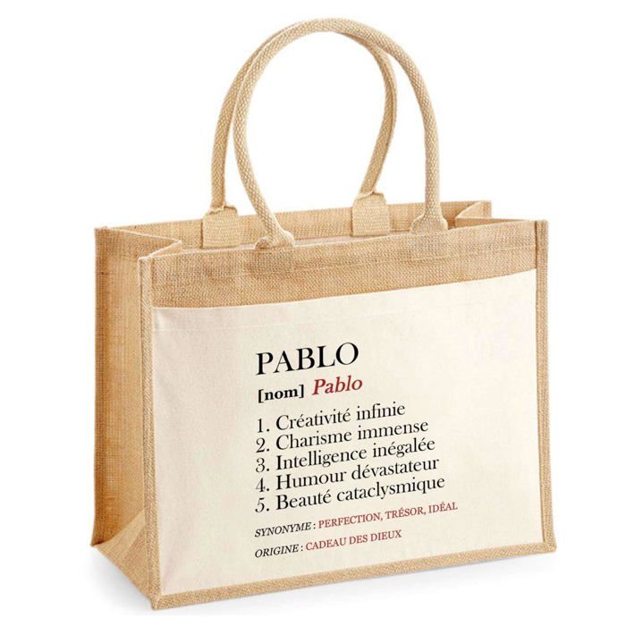 Sac de plage - PLANETEE - jute avec poche Pablo Définition - Coton - Beige - Grande contenance