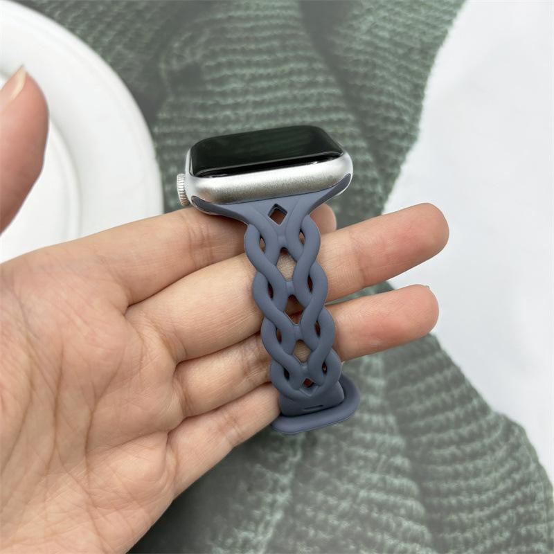 For Applewatch10 Apple Watch with iwatch9876SE Hollow Breathable Twist Silicone Sports
