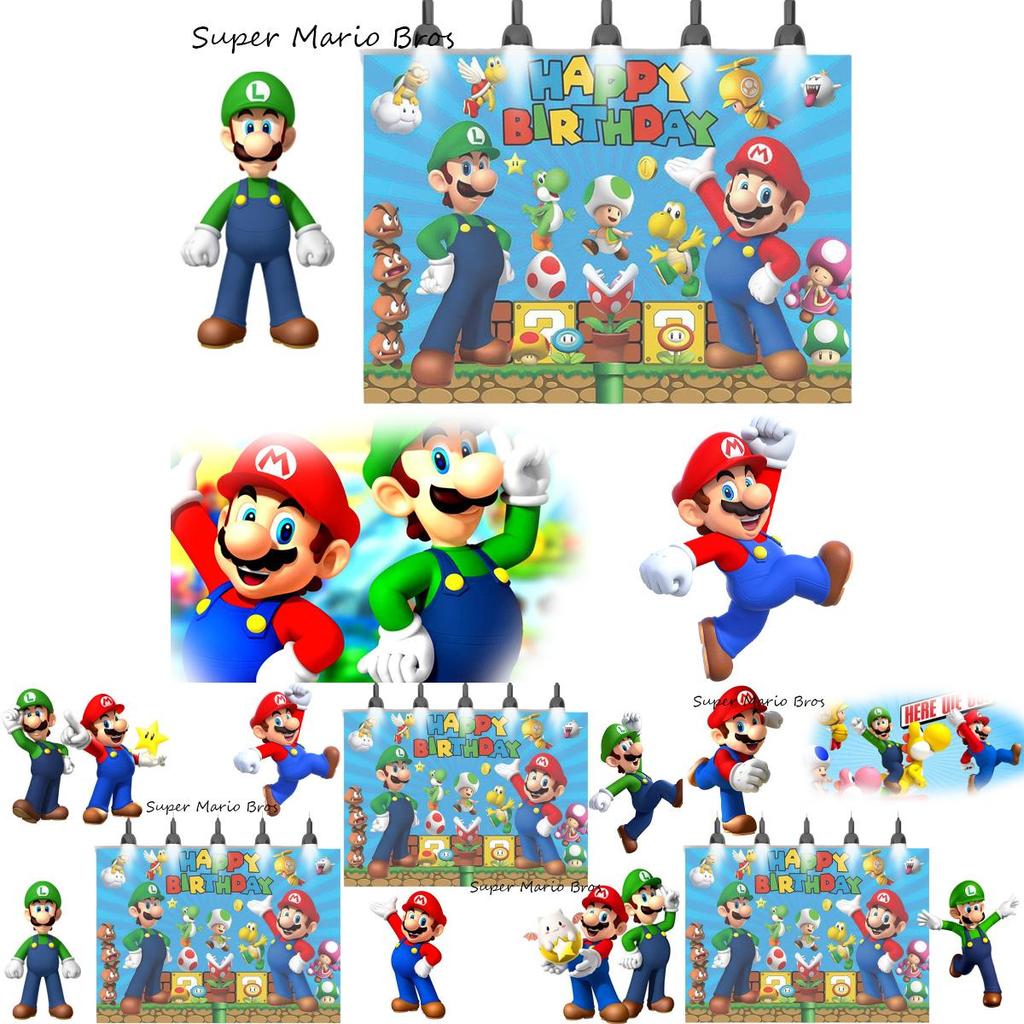 Bros. Themed 3d Backdrop For Kids' Birthday Party Mario And Luigi