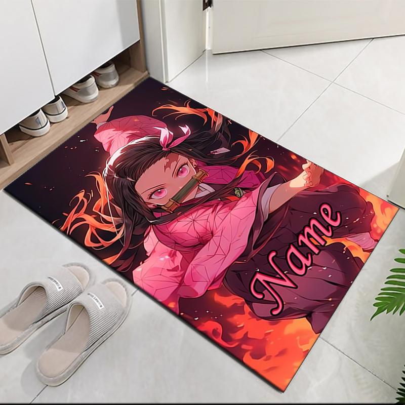 Custom Name Demon Slayer Printed Carpet, for Office Chair Living Room Bedroom Kitchen Room Decor Gifts.