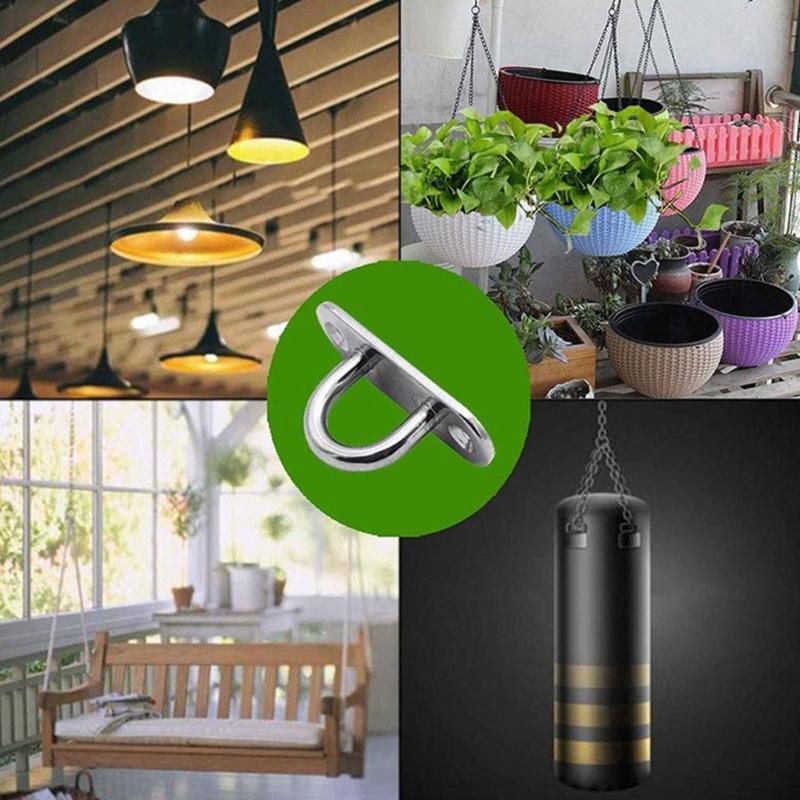 4Pcs Stainless Steels Pad Eye Plate Hook Wall Mount Hanger Hook Marine Hardware Staple Hook with Screws Hammock Hook