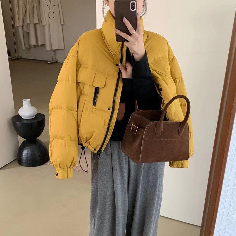 Women's 2025 Korean Style Stand Collar Thick Puffer Jacket - Petite & Stylish