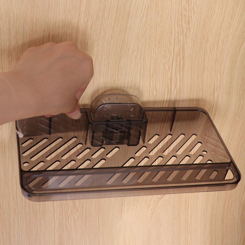 Transparent Suction Cup Shower Shelf No-Drill Dishcloth Drainage Rack Sink Drain Rack Kitchen