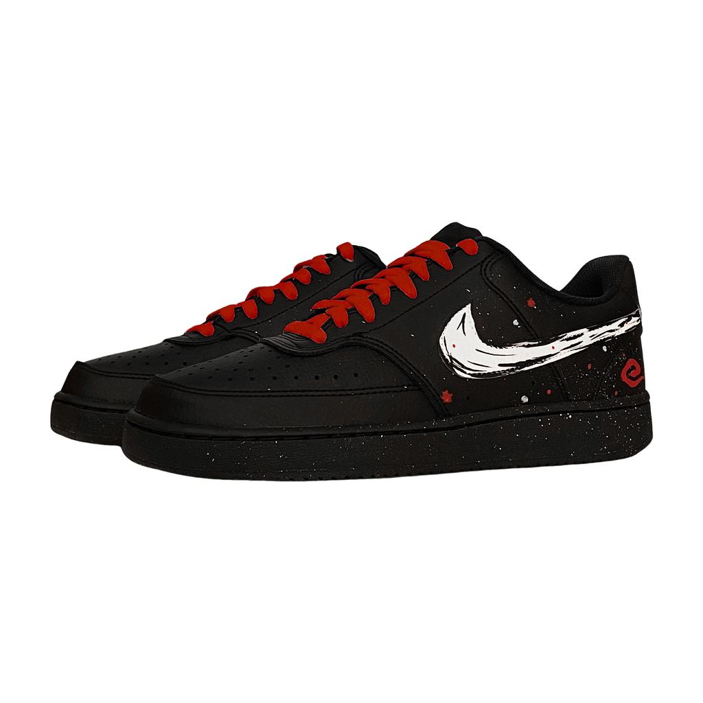 Nike Court Vision Low Cushioning Low Top Skateboard Shoes Unisex Black Red DH2987-002(Team49-)