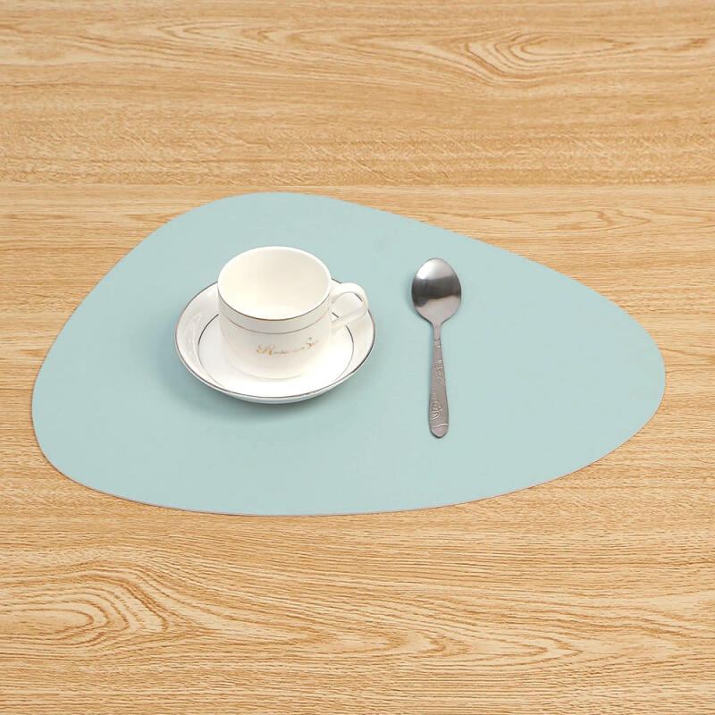 Double-Sided Leather Table Mat (Sky+Silver)