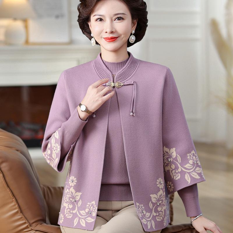 

Chic Autumn/Winter Knit Sweater & Wide-Leg Pants Set for Stylish Moms L (100-115 Jin)