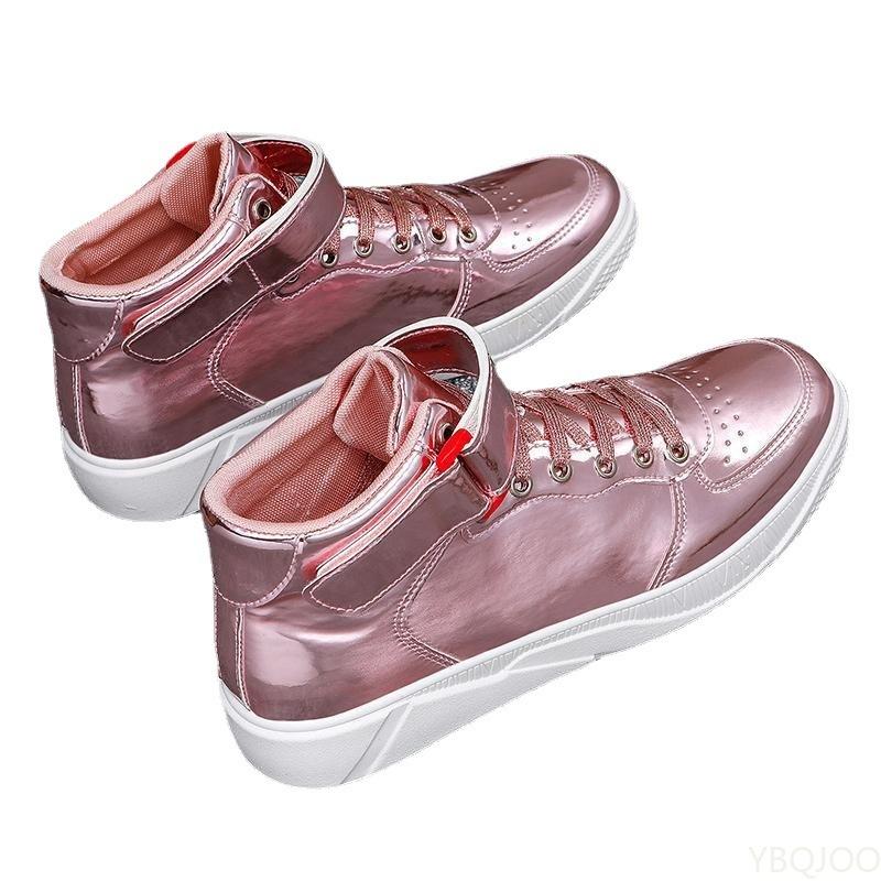 Luxusní Lesklé Zlaté Pánské Ležérní Boty Vysoké Tenisky Designérské Flitry Unisex Kožené Pánské Tenisky Třpytivé Boty Zapatilla Hombre