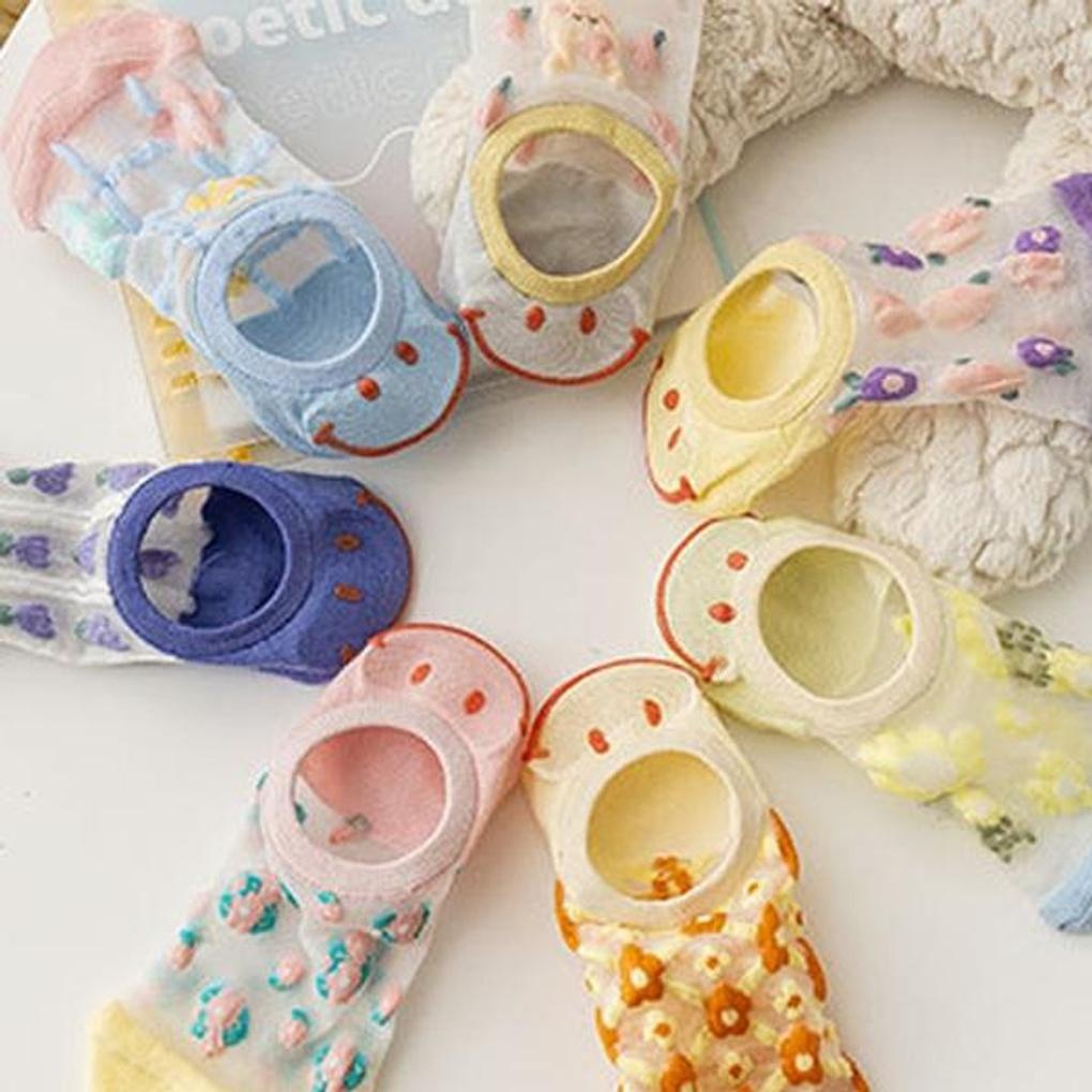Women's Hover See-Through Slippers Fashion Socks 7-Piece Set