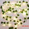 2M Green Leaf String Lights Artificial Ivy Vine Fairy Light Wedding Party Decoration Christmas Home Room Decor Wall Plant Wreath