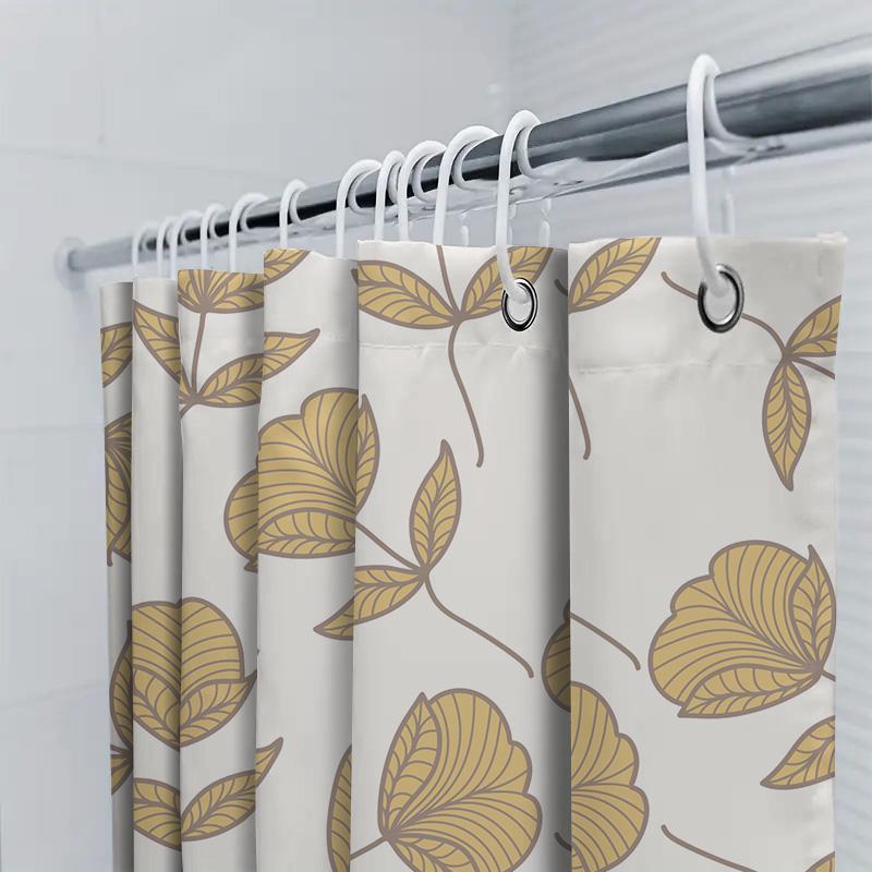 Gold-Leaf Shower Curtain Modern Decor Bathroom Accessories Set For Home Bath Decoration Perfect Gift Ideas