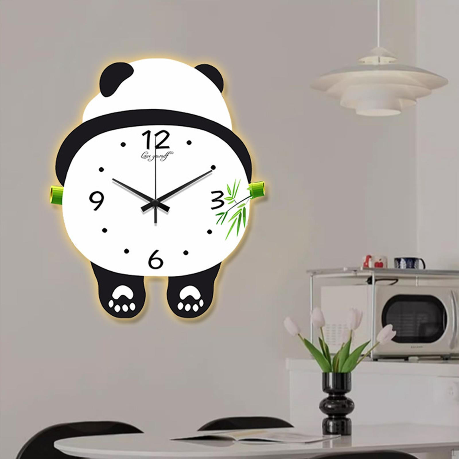 

Настенные часы с пандой, декоративные, легко читаемые, бесшумные подарки, деревянный орнамент, подвесной для фермерского дома