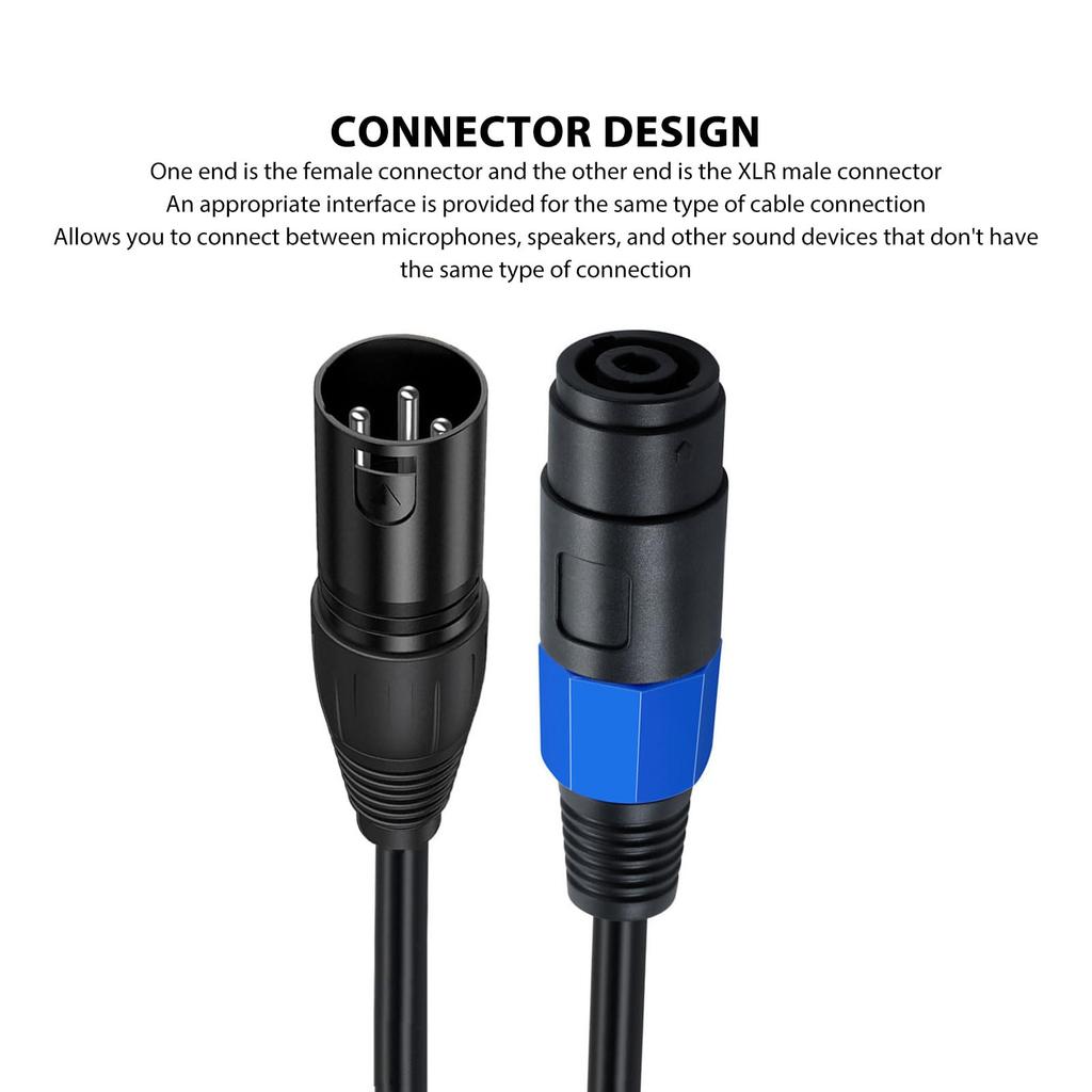 ViaGasaFamido Speaker Conversion Cable Female XLR 3 Pin to Male Microphone and Stage Speaker Extension Cable High Power Amplification Speakon