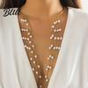 Corrosion-resistant Jewelry Long Tassel Metal Open Choker Star Imitation Pearl