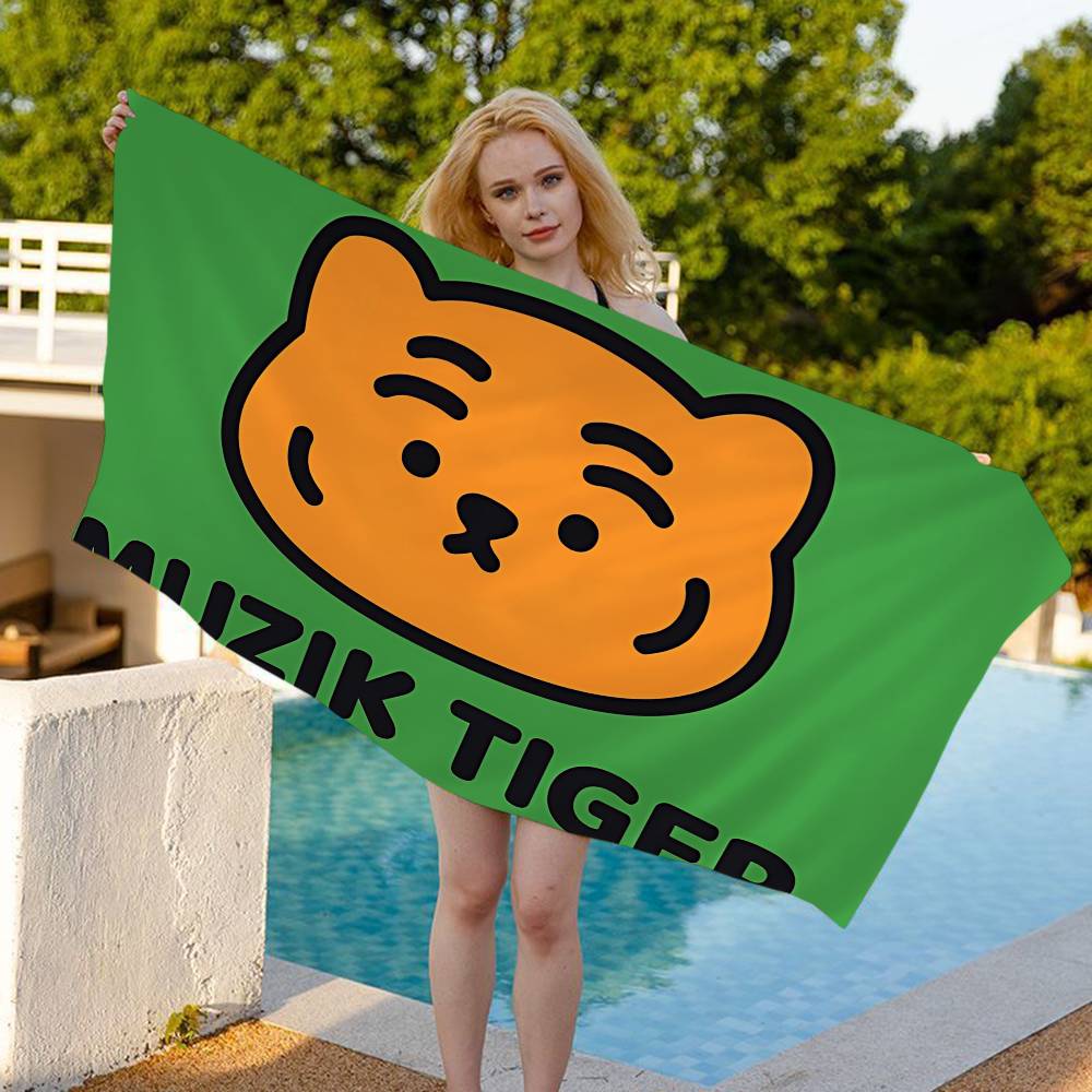 M-MuzikS Luxus T-TigerS Mikrofaser Bedrucktes Strandtuch Bergsteigen Yoga Strand Schwimmen Laufen Saugfähiges Weiches Handtuch