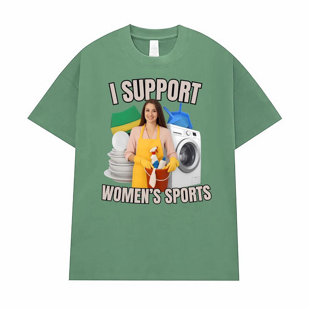 Я поддерживаю женский спорт Смешная Оскорбительная Саркастическая Футболка Мужская Женская Футболка Streetwears Мода Хип-Хоп Одежда Футболки 4XL
