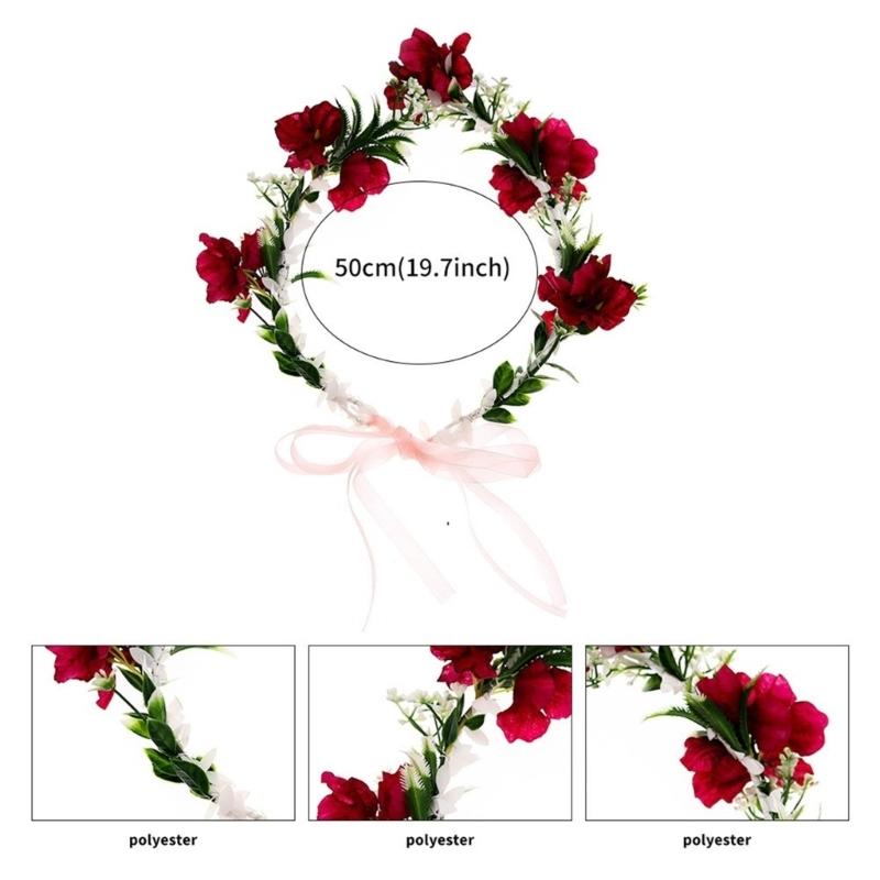 Pastoral Flower Shape Headband for Traveling Taking Photo Spring Girl Ethnic Hair Hoop Wedding Party Bride Hairband