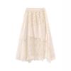 Women's Summer Retro Layered Irregular Lace Skirt - Long Hem, Slimming Beach Vacation Style