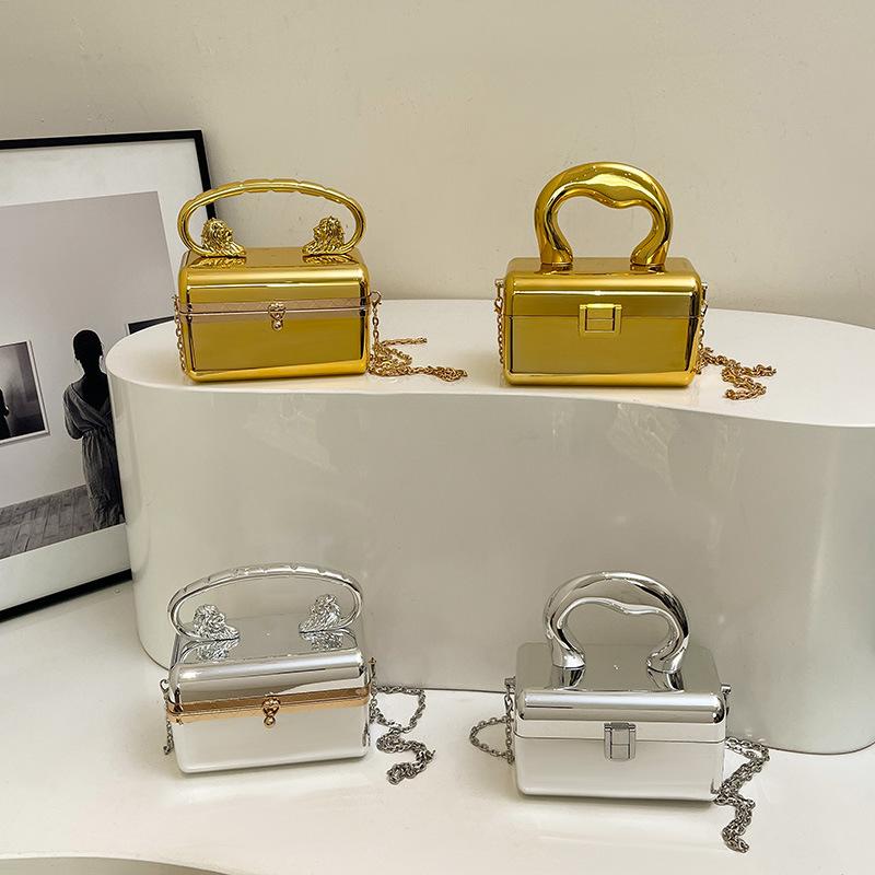 Acrylic box bag women's 2025 new European and American fashion glossy shoulder bag versatile chain messenger dinner bag