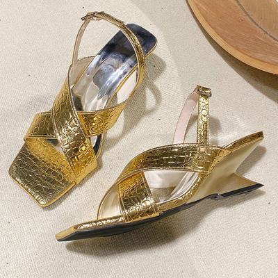 Fashion Elegant Women High Heels Sandals Designer Heeled Shoes 2025 Trend Summer Fashion New Pumps Square Toe Buckle Sandalias De Mujer