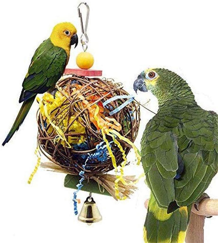 2 Pack Bird Chewing Toys Foraging Shredder Toy Parrot Cage Shredder Toy Foraging Hanging Toy For Cockatiel Conure