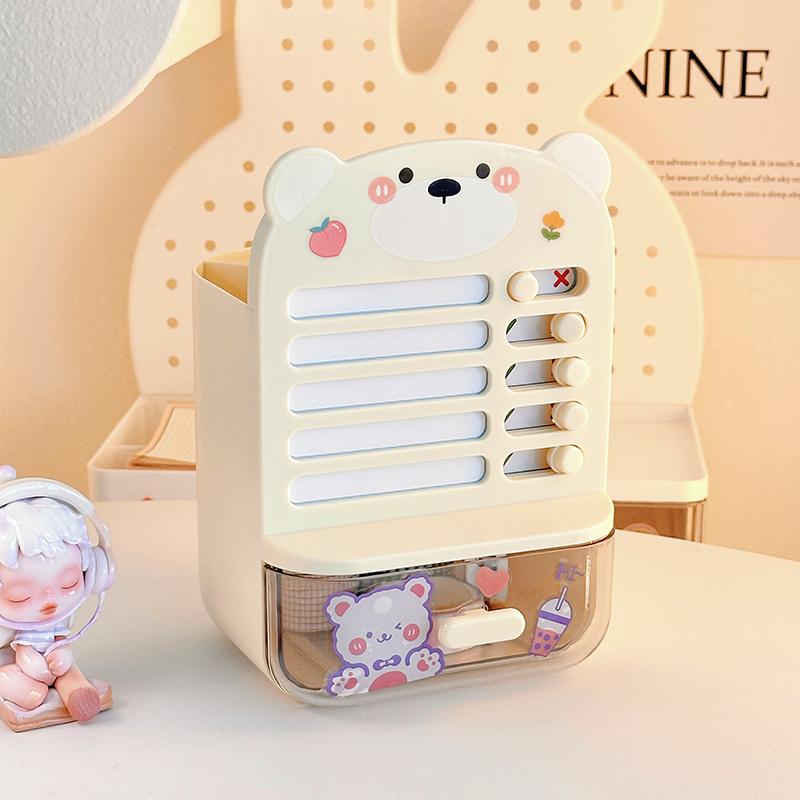 Pen Holder Storage Box Desktop Organizer Multi-function Self-discipline Punch Card Student Desk Drawer Stationery Storage Box
