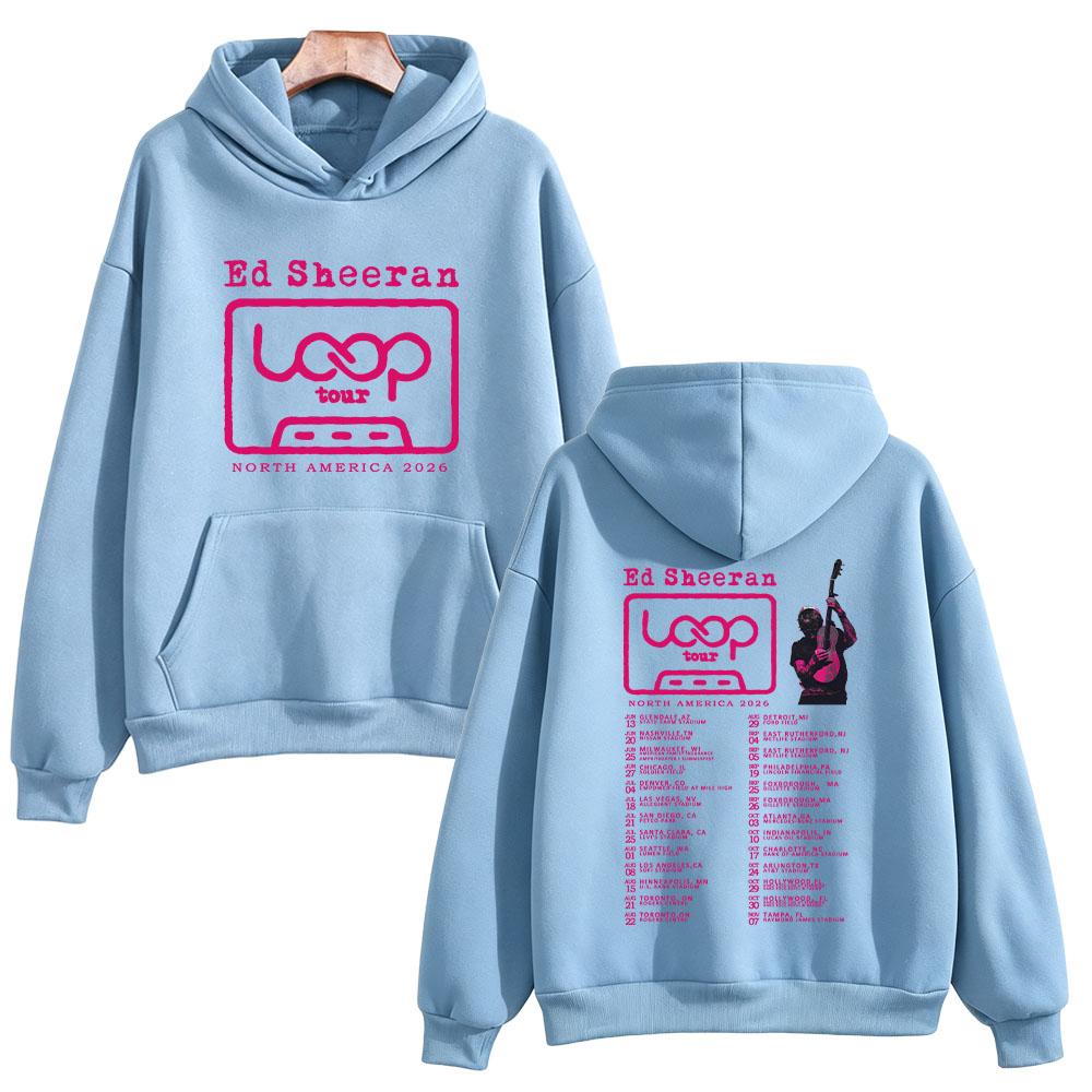 Ed Sheeran 2026 North America Tour Hoodies 2026 Loop Concert New Date Graphic Print Sweatshirt Unisex Long Sleeve Loose Pullover