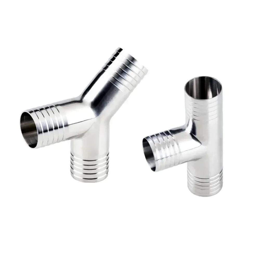 19 25 32 38 45 51 57 63 76 Mm SUS 304 Stainless Steel  Hose Barb Tail Y T Shape 3 Ways Sanitary Pipe Fitting Connector