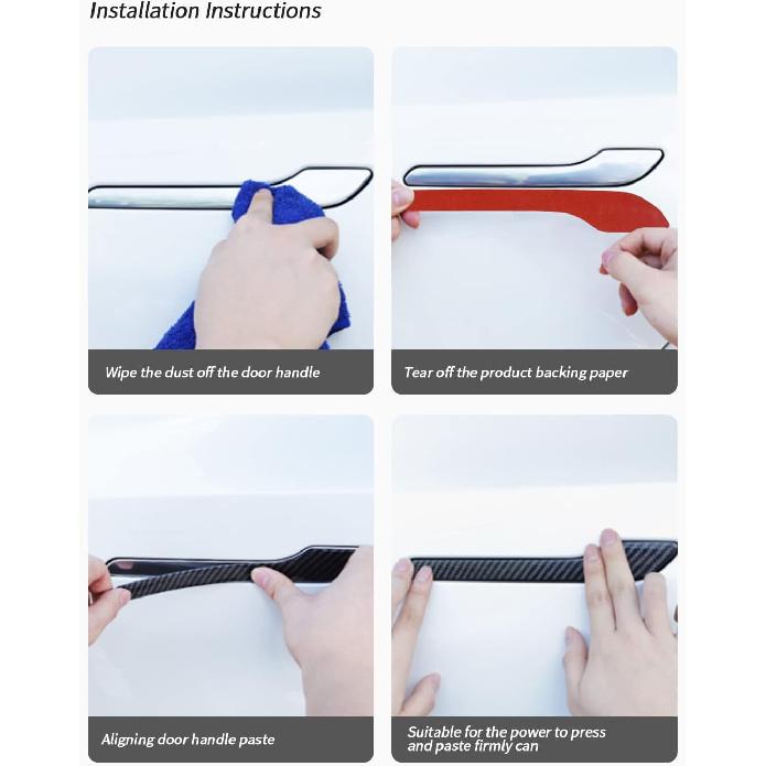 Carbon Fiber Door Handle Cover, Door Handle Protective Cover Decoration Compatible with Tesla Model Y/3 accessories (2017-2025) Highland & Juniper