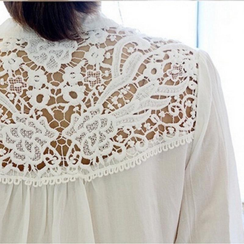 Ladies Hollow Blouse T Shirts Tops Lace Tunic Top Shirt Freesize Chiffon