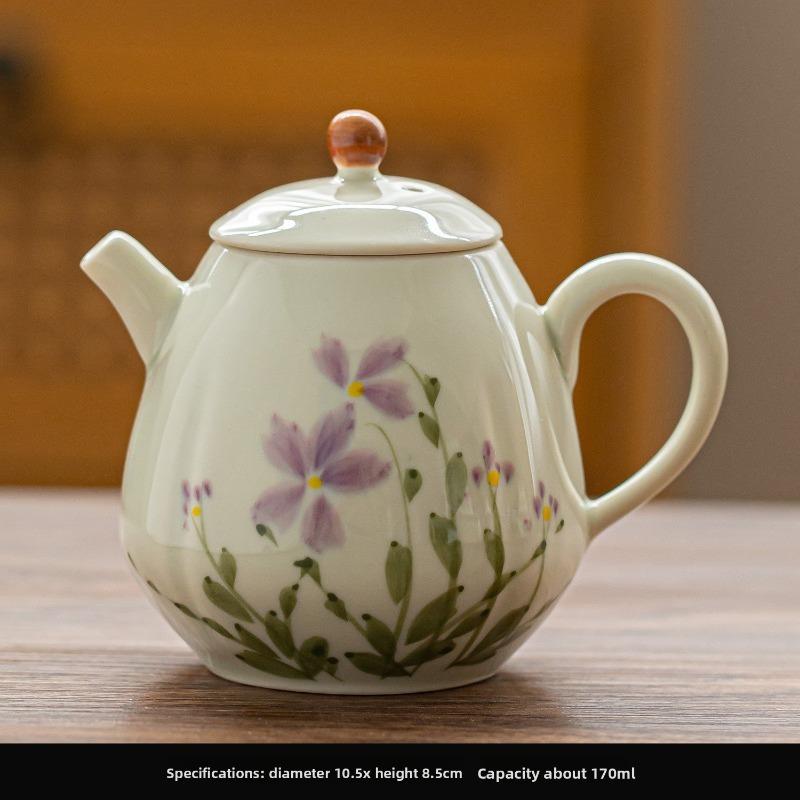 Bamboo Patterned Ceramic Teapot Single Pot Kung Fu Tea Set Teas Maker Filter Kettle Tea Kettle Teas Making Utensils Teaware Tool