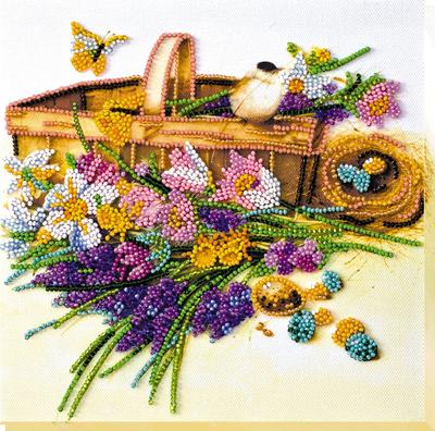 Midi Set for Embroidery with Beads On Natural Artistic Canvas Abris Art Flowers
