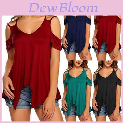 Elegant Womens Off Shoulder V Neck Chiffon T-shirt With Classic Timeless Appeal