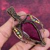 Faceted Kashmir Ruby Pendant Genuine Gemstone Pendant Copper Wire Wrapped Jewelry