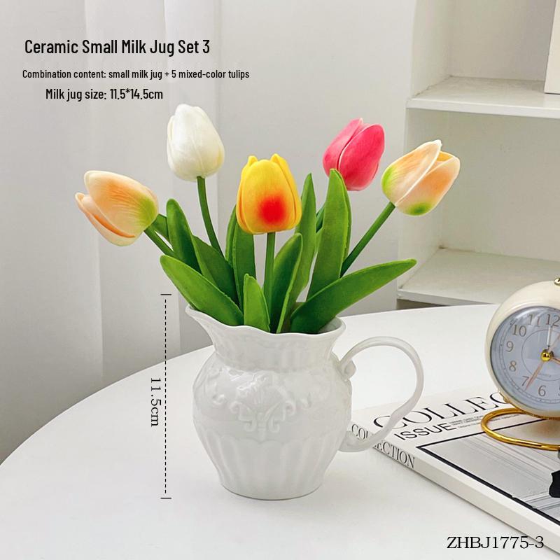 Keramisk vas i Wabi-Sabi-stil för blommor: Prydnad för vardagsrum för hydroponiska arrangemang och vattenutställningar med färska blommor