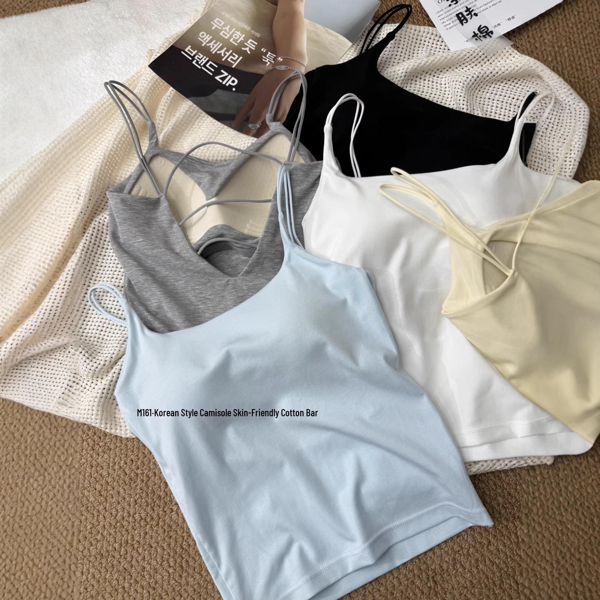 

M161 Korean Style Cotton Camisole – Spring Edition with Beautiful Back Design One Size кремовый