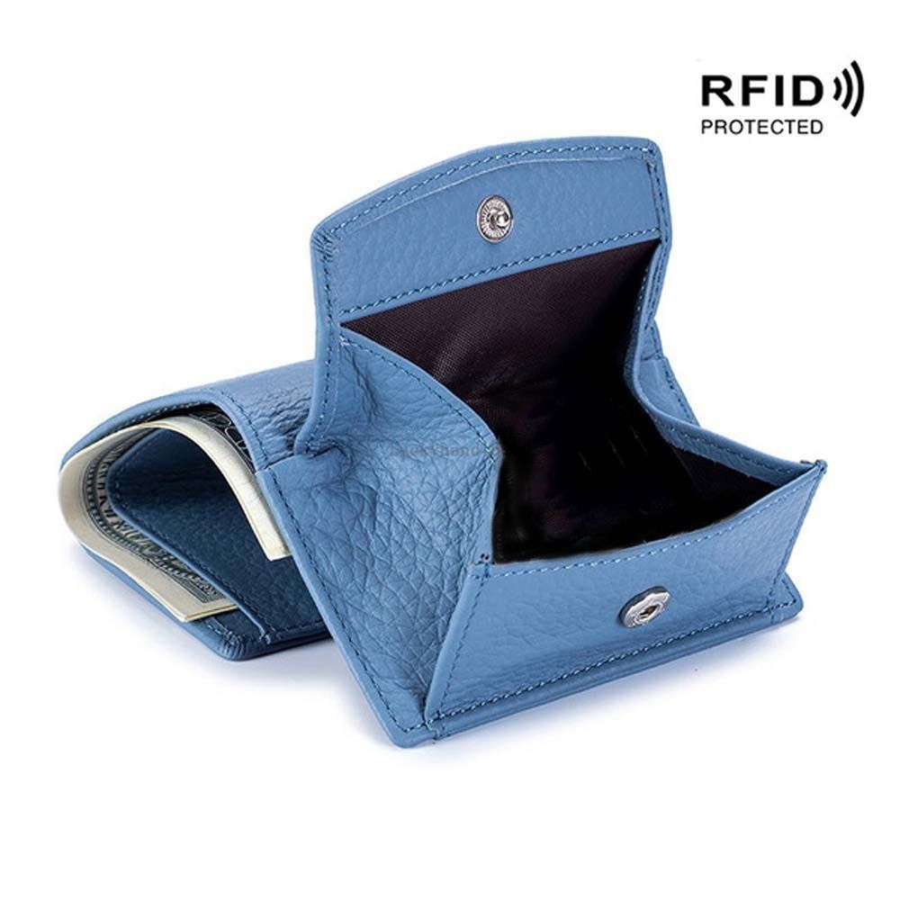 Gift Buckle Wallet Genuine Leather Cash Clip Rfid Wallet Short Purse ID Card Holder Coin Purse