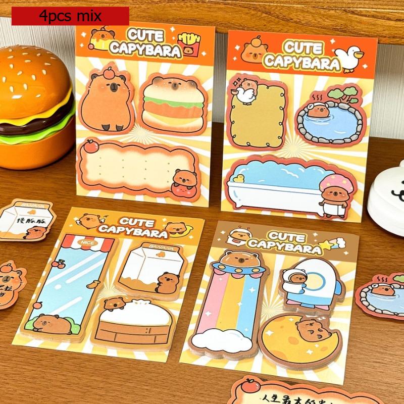 Office School Supplies Combination Student Cute Message N Times Cartoon Girl Heart Capybara Sticker Memo Pad Kawaii Stationery
